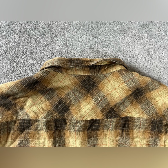Billabong Flannel Shirt Mens L Brown Earth Tones Plaid Button Long Sleeve Beach - Picture 12 of 13